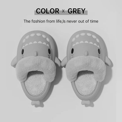 New Waterproof Plush Boys Girls Shoes Toddler Baby Winter Kids Slippers Shark Slides Indoor Winter Men's Shark Cotton Slipper