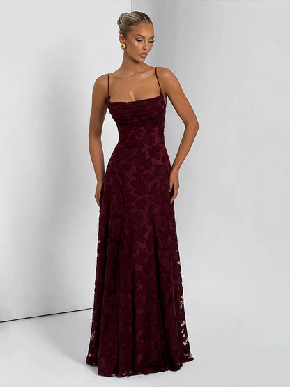 Vestido Maxi Bordado Floral 2026 para Mulher Vestidos de Festa de Verão Vestidos de Formatura Vestidos de Alças sem Costas Estilo Francês Vestido de Noite