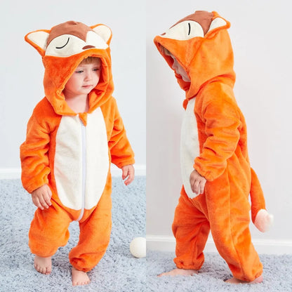 Toddler Boys Girls Kigurumi Pajamas 0-4 Years Children Sleepwear Winter Baby Rompers Infant Flannel Warm Clothes Animal Onesies