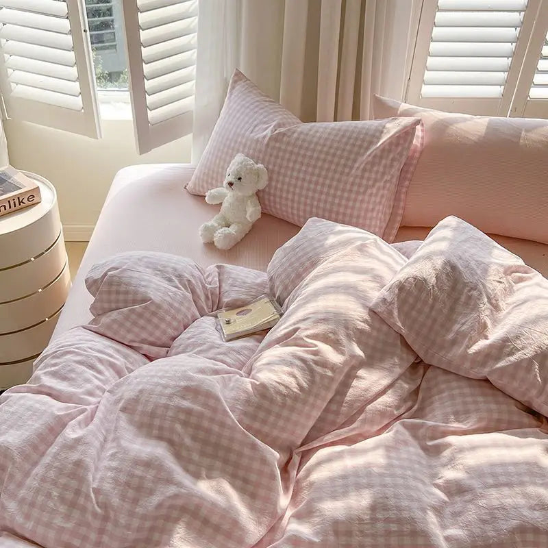 Classic Duvet Cover Set with Pillowcases Flat Sheet Nordic Style No Comforter 2025 New Bedding Kit Double Twin Size Bed Linens