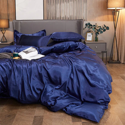 Duvet Cover Set Bed 120/150/180/200 Tencel Silk Bedding Set Black Green White Summer Sheet Luxury Stretch Fitted Sheet 180x200
