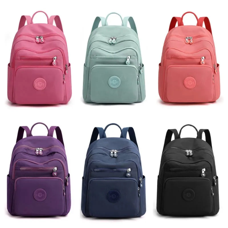 Mochila Feminina Pequena Mini Mochila para Adolescente Bolsas Escolares Casuais Nylon Impermeável Bolsa de Peito Feminina