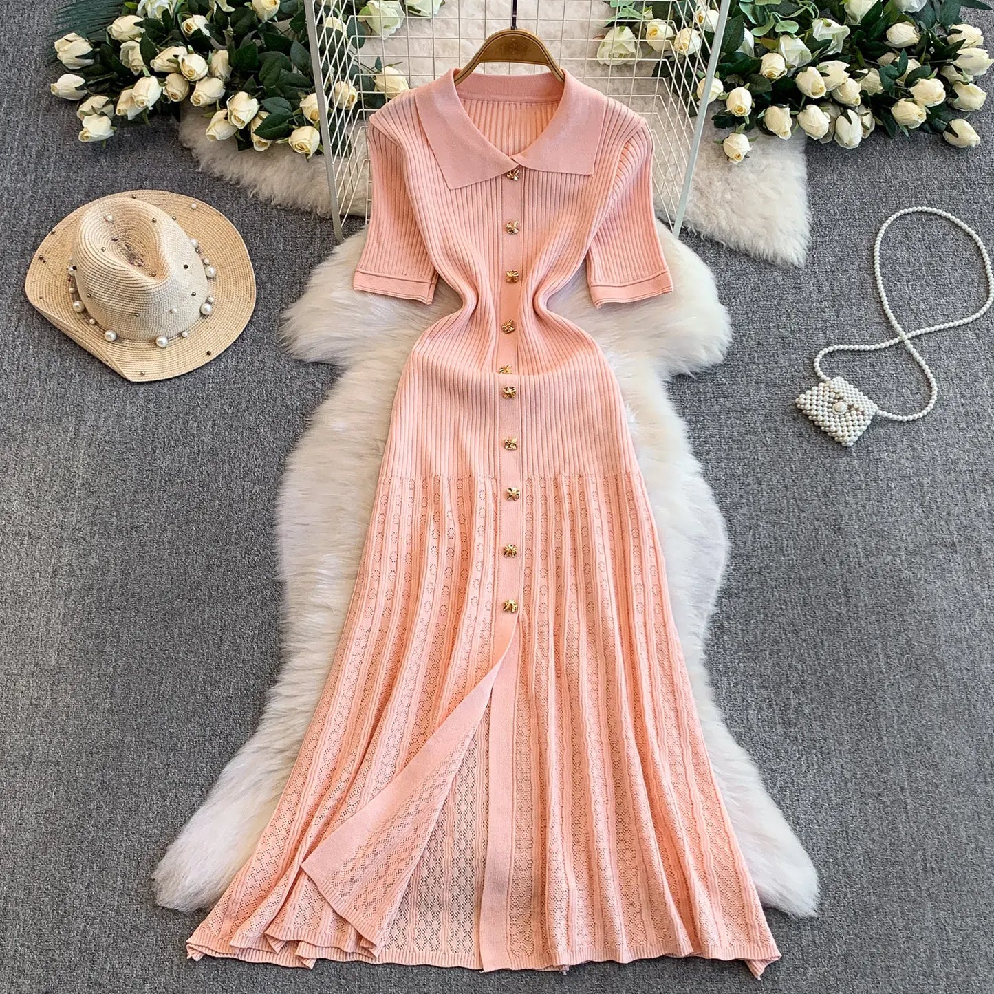 2025 Vestidos de Mulher Linha A Vazados Vestidos Femininos de Malha Vintage Robe Femme Cintura Alta Verão Coreano Vestido de Peitilho Único
