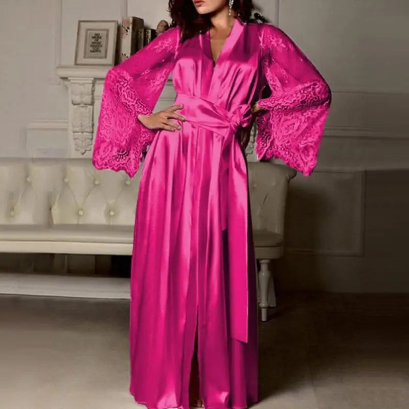 Women Sexy Imitation Ice Silk Plus Size Pajamas Nightgown Night Gown Nightwears For Ladies Comfortable Sexy V-neck Sleepwear