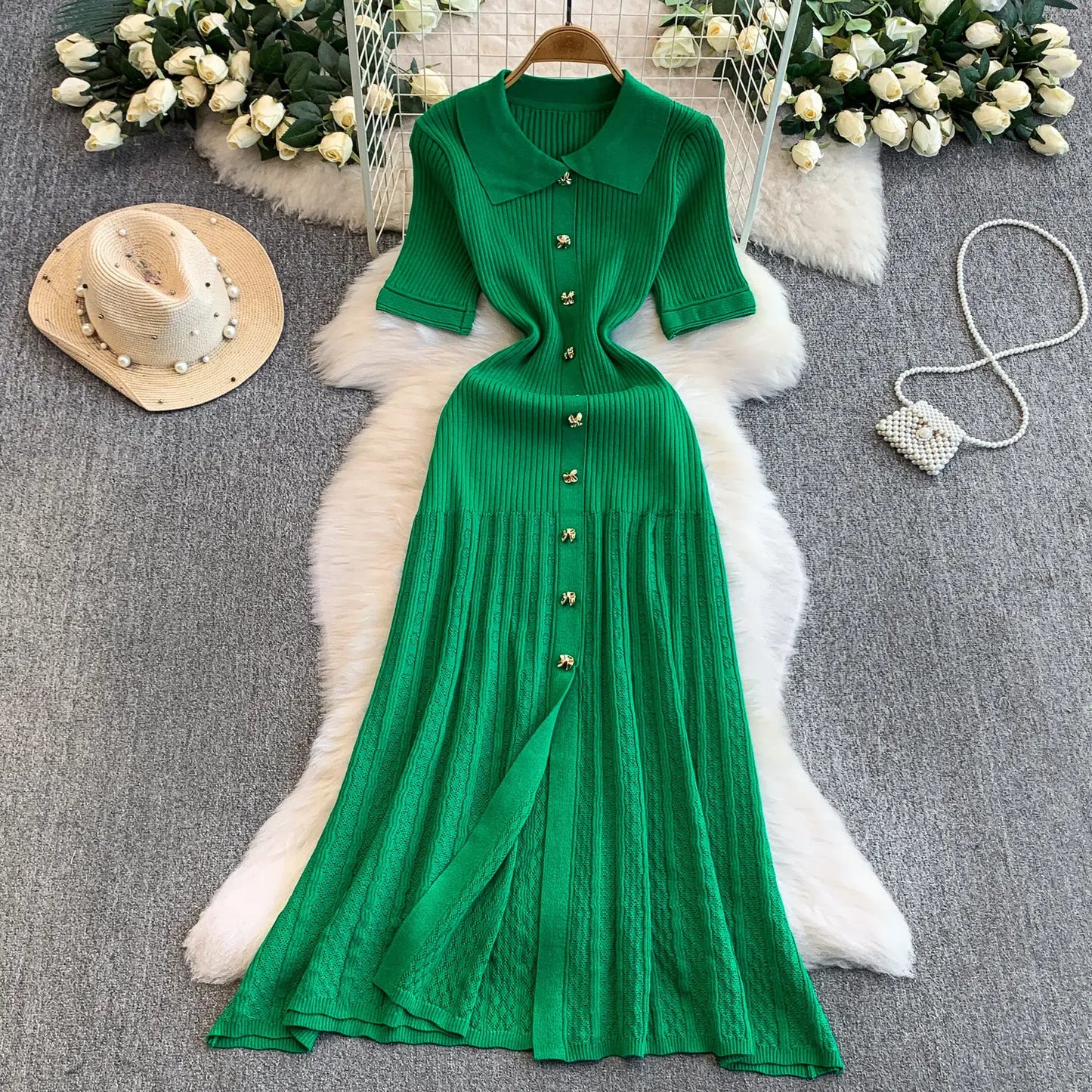 2025 Vestidos de Mulher Linha A Vazados Vestidos Femininos de Malha Vintage Robe Femme Cintura Alta Verão Coreano Vestido de Peitilho Único