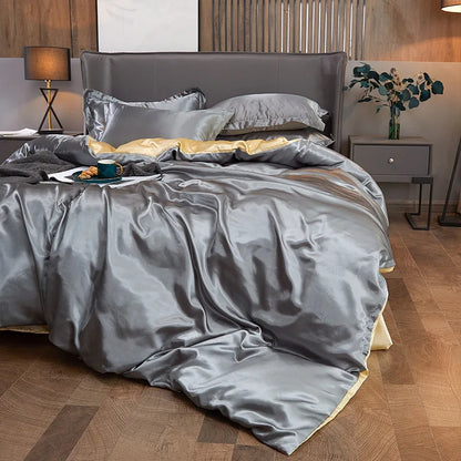 Duvet Cover Set Bed 120/150/180/200 Tencel Silk Bedding Set Black Green White Summer Sheet Luxury Stretch Fitted Sheet 180x200