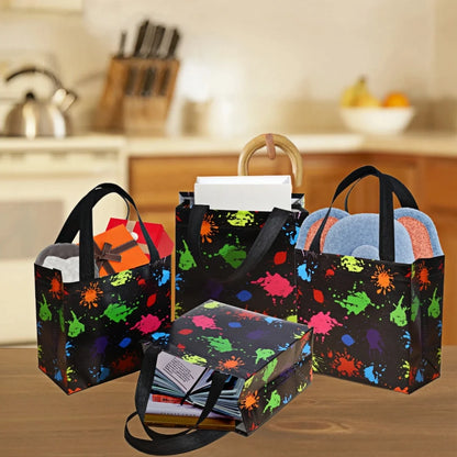 4/10/20 Pieces Colorful  Non-woven Printed Hand-Held Gift Bags Festive Party Packaging Bags Shopping Bags