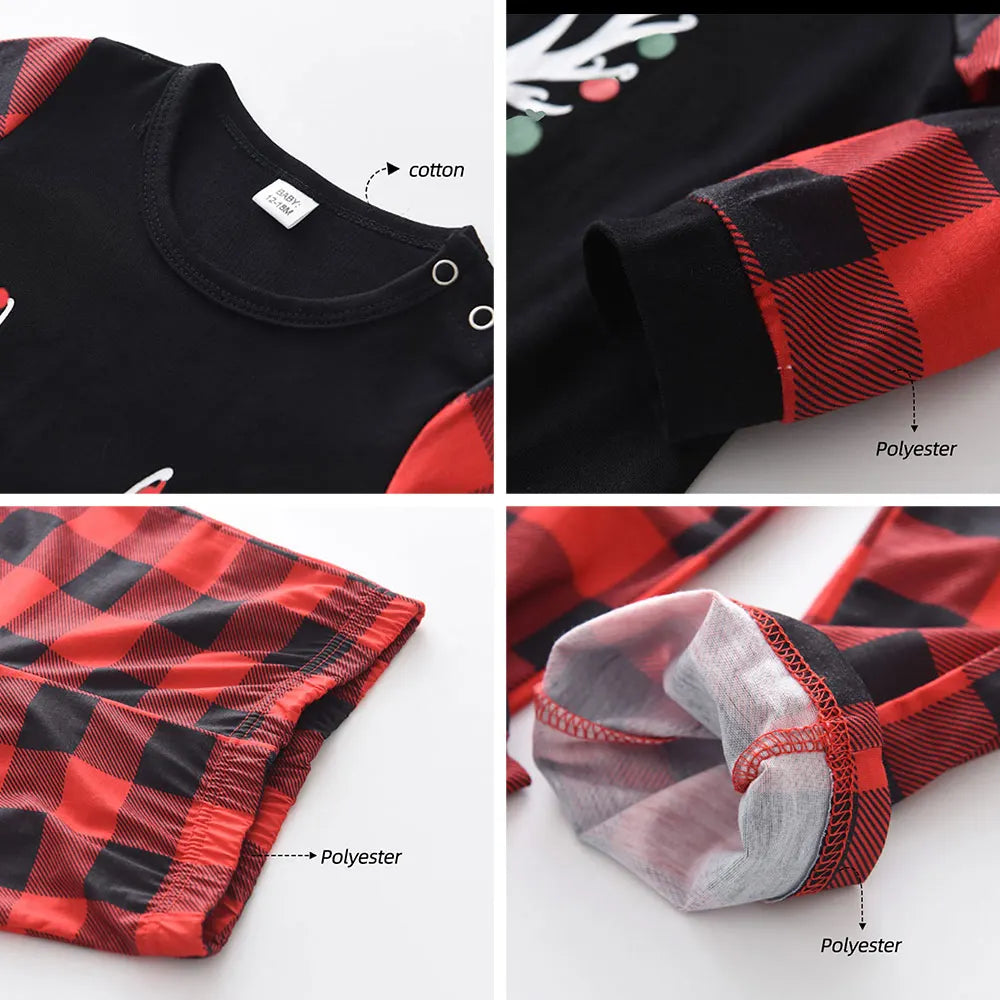 Bear Leader Christmas Father Mother Kids Clothes Top+Pants Family Matching Outfit Lattice Xmas Sleepwear Pj's Set Baby Romper