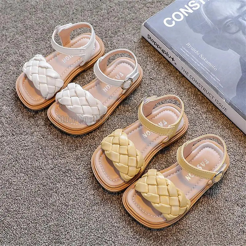 Sapatilhas de Verão para Crianças Meninas Pequenas Sandálias de Praia da Moda Princesa Vestido de Festa Sola Macia Sapatos de Bebé e Criança