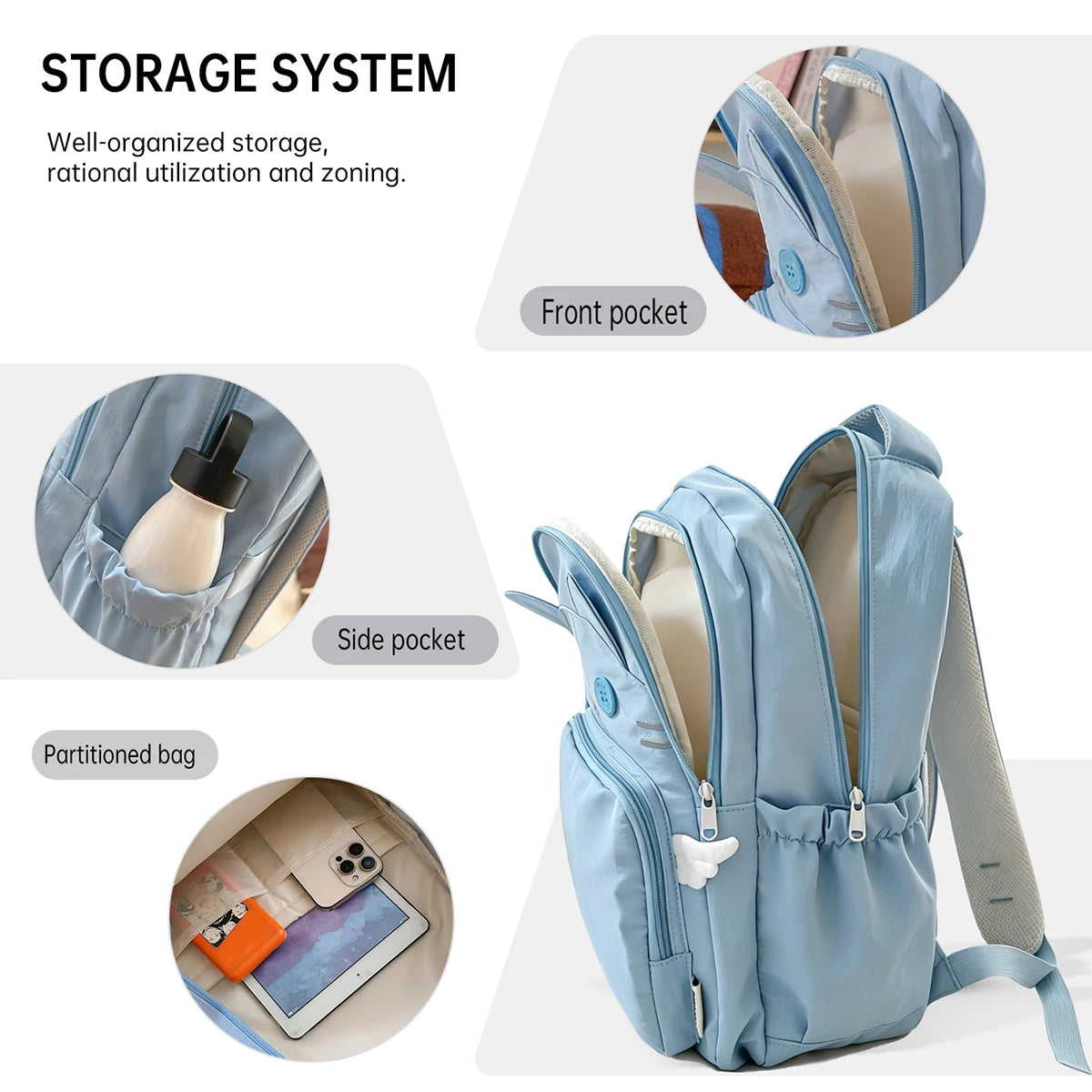 Mochila Escolar para Aluna do Ensino Básico com Design Único, Bonita e Divertida, Mochila Feminina para Crianças, Mala Escolar de Viagem Leve para Meninas