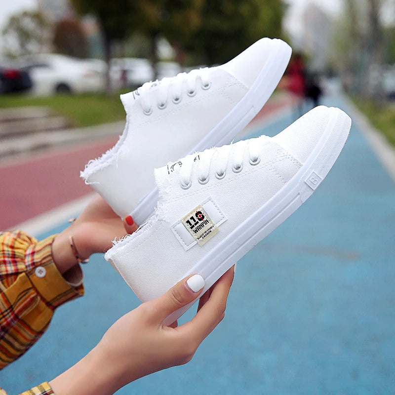 Spring Summer Women Canvas Sneaker Low Top Denim Sneakers Ladies Lace-Up Flat Canvas  Board Shoes Female sapatos femininos