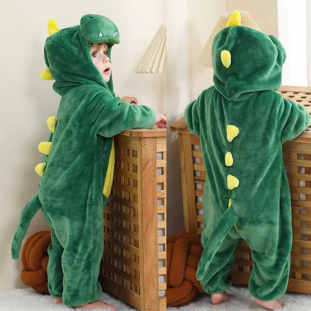 Toddler Boys Girls Kigurumi Pajamas 0-4 Years Children Sleepwear Winter Baby Rompers Infant Flannel Warm Clothes Animal Onesies