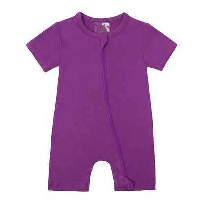 2026 Summer Baby Bamboo Fiber Jumpsuit Short Sleeve Breathable Pajama Baby Girls Boys Sleepwear Newborns Bodysuit