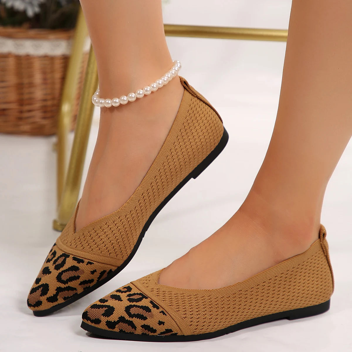 Sapatilhas Bico Fino Sapatos Femininos Confortáveis Sapatos Femininos Moda 2024 Sapatos de Leopardo Zapato Mujer Casual Sapatos Feminino Zapatillas