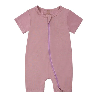 2026 Summer Baby Bamboo Fiber Jumpsuit Short Sleeve Breathable Pajama Baby Girls Boys Sleepwear Newborns Bodysuit