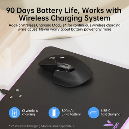 Rato Sem Fios Recarregável Multi-modo Ergonómico Rapoo MT760L/MT760M 4000 DPI Suporta Até 4 Dispositivos Rato Bluetooth