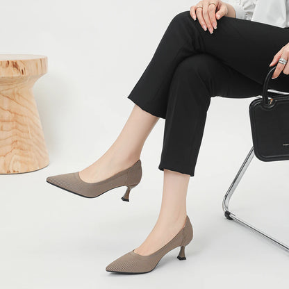 Women's High Heels Fashion Pattern Soft Knitted Comfortable Breathable Shoes 2025 New (6cm High)