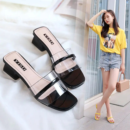 Transparent Sandals Woman Platform Slippers Chunky Slipper Summer New 2025 Cute Beach Clear Heels for Women Designer Elegant Hot