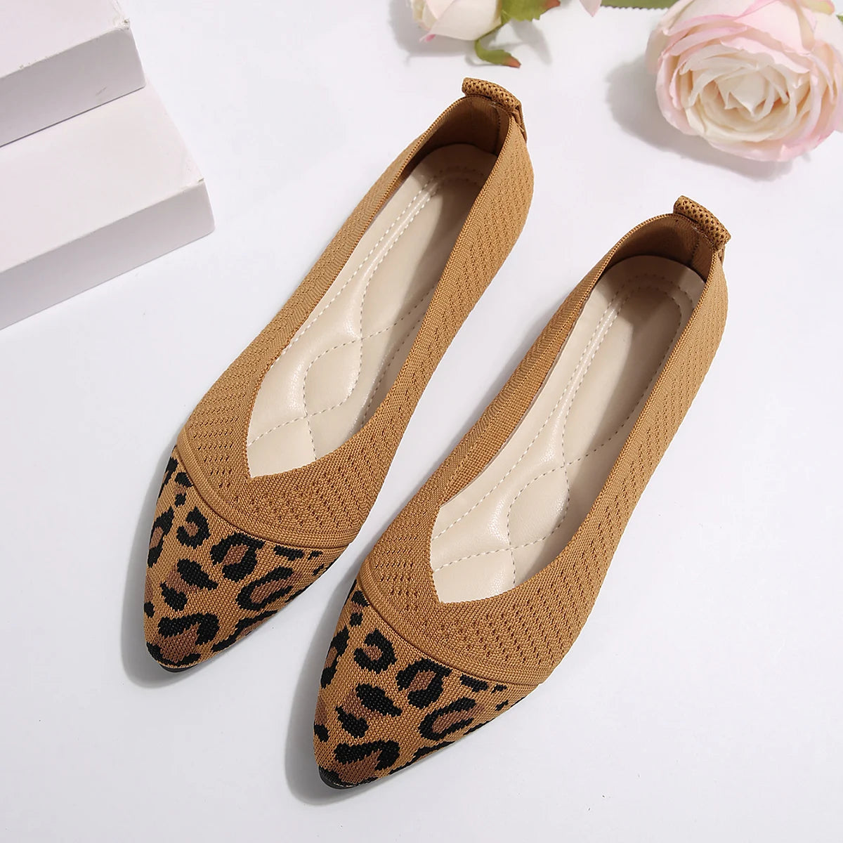 Sapatilhas Bico Fino Sapatos Femininos Confortáveis Sapatos Femininos Moda 2024 Sapatos de Leopardo Zapato Mujer Casual Sapatos Feminino Zapatillas