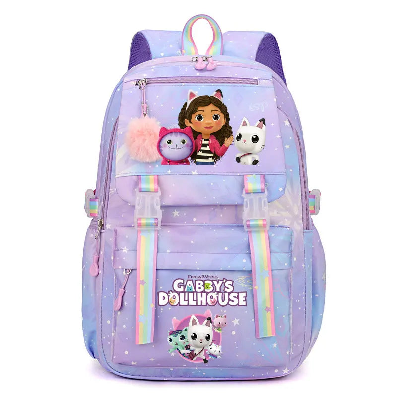 Mochila Escolar de Meninas Gabby Dollhouses Mochila Bonita com Estampa de Desenho Animado para Crianças Mochilas para Meninos e Meninas Mochila Escolar Infantil