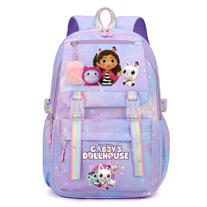 Mochila Escolar de Meninas Gabby Dollhouses Mochila Bonita com Estampa de Desenho Animado para Crianças Mochilas para Meninos e Meninas Mochila Escolar Infantil