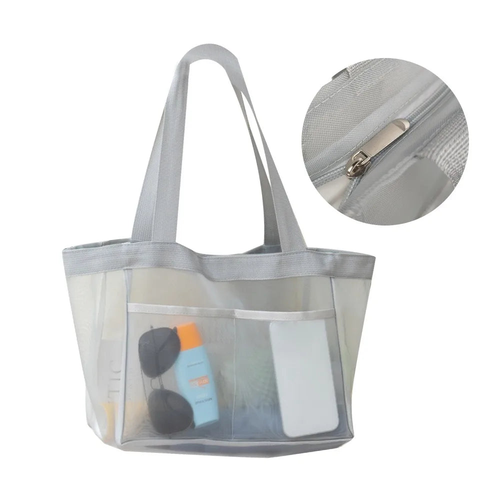 Hollow Large Capacity Makeup Storage Bag Women Multifunctional Mesh Shoulder Bag Travel Transparent Bag Beach Bags