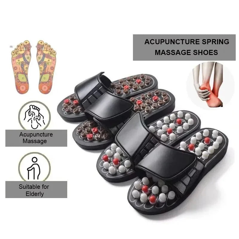 Sapatilhas de Massagem de Acupressão Terapêuticas Para os Pés Unisexo, Chinelos de Casa, Cuidados de Saúde, Sapatilhas de Massagem Rotativas Para os Pés