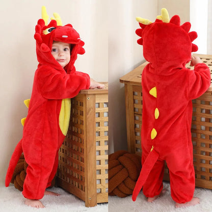 Toddler Boys Girls Kigurumi Pajamas 0-4 Years Children Sleepwear Winter Baby Rompers Infant Flannel Warm Clothes Animal Onesies