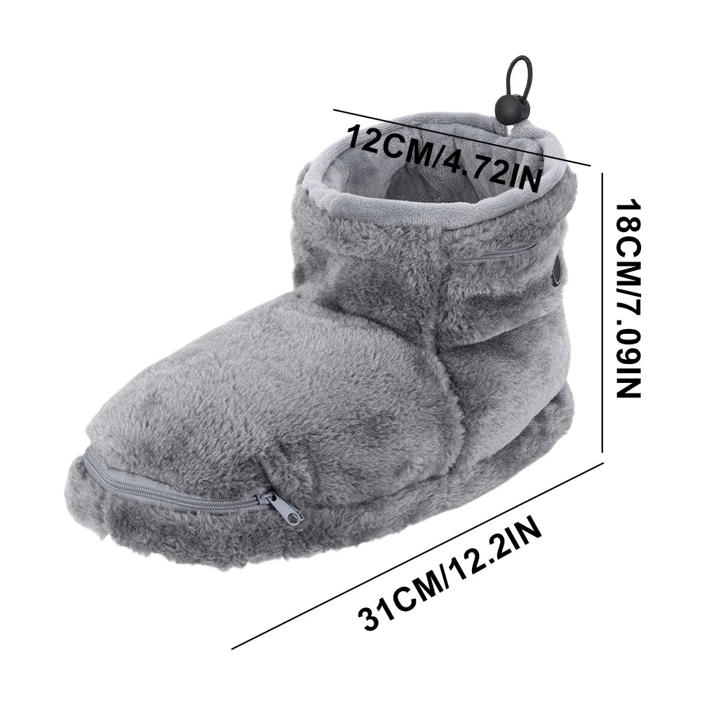 USB Heater Foot Shoes Winter Warm Snow Boots Comfortable Plush Warm Electric Slippers Winter Warming Slipper for Women Men