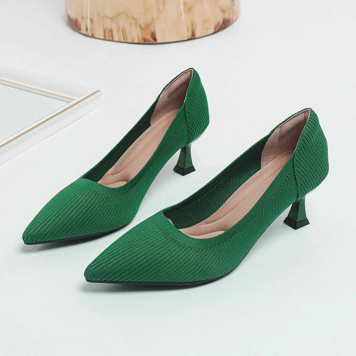 Women's High Heels Fashion Pattern Soft Knitted Comfortable Breathable Shoes 2025 New (6cm High)