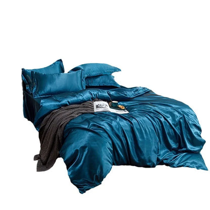 Duvet Cover Set Bed 120/150/180/200 Tencel Silk Bedding Set Black Green White Summer Sheet Luxury Stretch Fitted Sheet 180x200