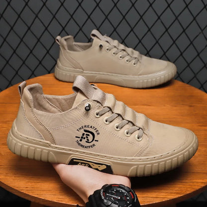 Men's Flat Sneakers Spring Casual Breathable Round Head Lace-up Lightweight Non-slip Canvas Shoes Sapatos Casuais Masculinos