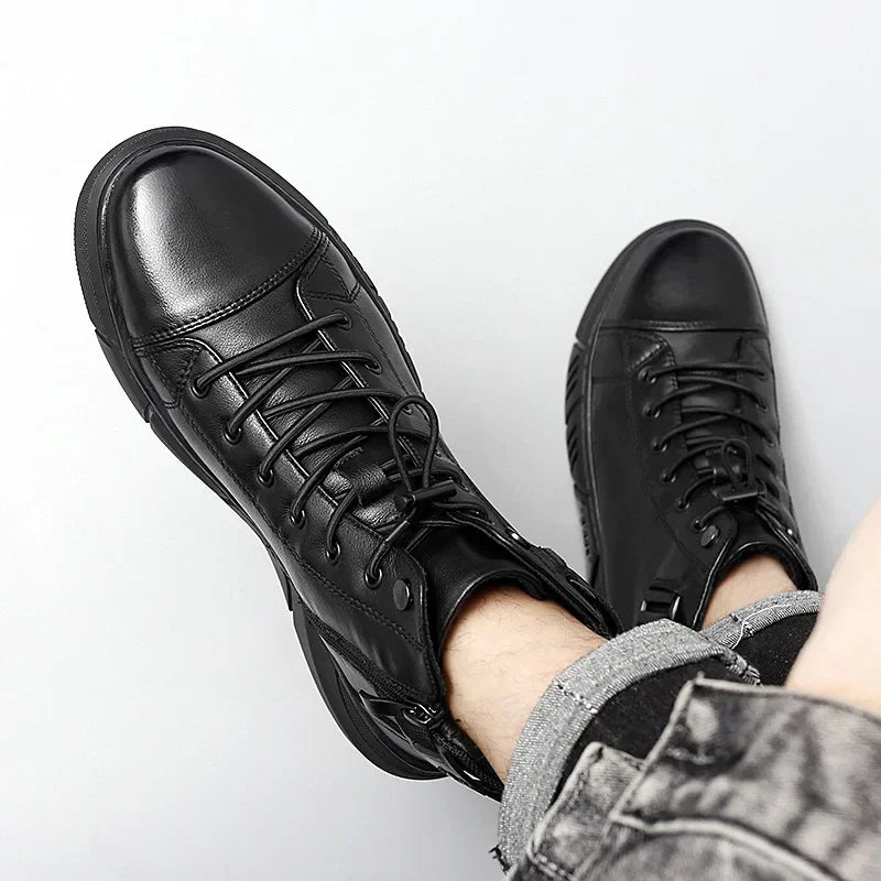 High Quality Mens Boots Luxury Slip-on Shoes for Men Outdoor All-match High-top Hard Wearing Large Size Shoes Sapatos Masculinos