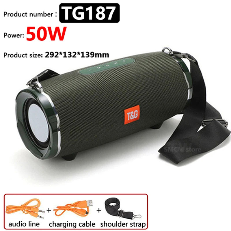 50W High Power caixa de som Bluetooth Speaker Outdoor Waterproof Wireless Column Portable Audio for pc Music Center Subwoofer FM