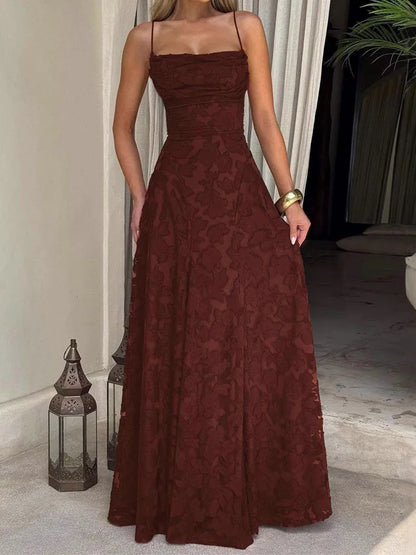 Vestido Maxi Bordado Floral 2026 para Mulher Vestidos de Festa de Verão Vestidos de Formatura Vestidos de Alças sem Costas Estilo Francês Vestido de Noite