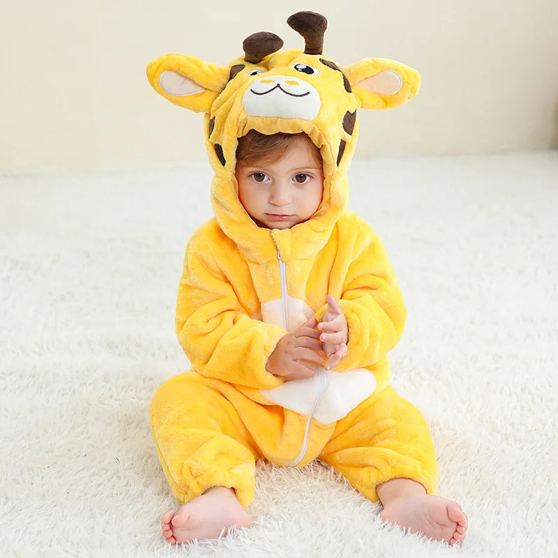 Toddler Boys Girls Kigurumi Pajamas 0-4 Years Children Sleepwear Winter Baby Rompers Infant Flannel Warm Clothes Animal Onesies