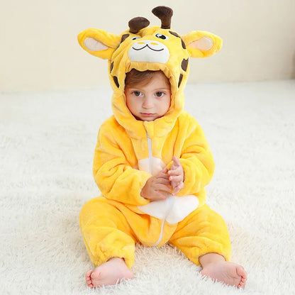 Toddler Boys Girls Kigurumi Pajamas 0-4 Years Children Sleepwear Winter Baby Rompers Infant Flannel Warm Clothes Animal Onesies