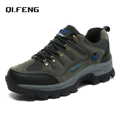 Outdoor Men's Sneaker Autumn Winter Couples Casual Shoes Mountaineering Shoes Men's Leather Walking Shoes Large Footwear