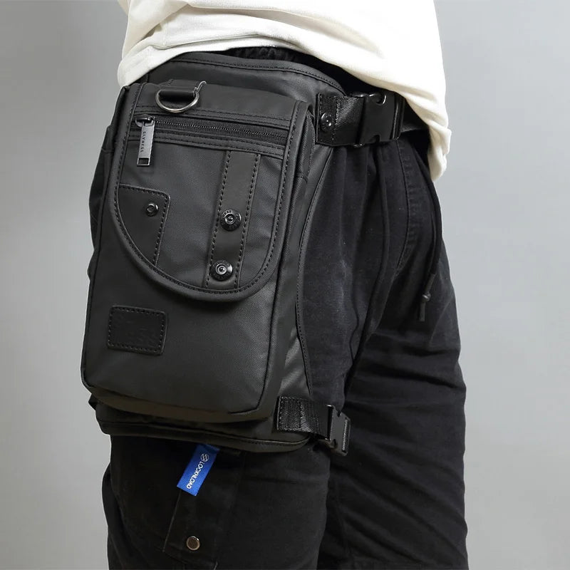 Bolsa de Cintura Masculina para Perna de Motociclista em Nylon/Lona Militar/Assalto Bolsa de Perna de Anca Masculina Transversal com Cinto