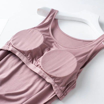 Summer Women's Pajamas Set Modal Cotton Vest Shirt Shorts 2 Pieces Suit Bra Padded Soft Sleepwear Slim Student Nightwear Pijama