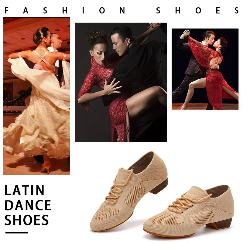 Sapatilhas de Dança para Mulheres, Sapatos de Professor em Malha, Sola Macia, Salto Baixo, Sapatilhas de Treino de Dança Latina, Sapatilhas de Dança de Ballet, Sapatilhas de Salão de Jazz para Meninas