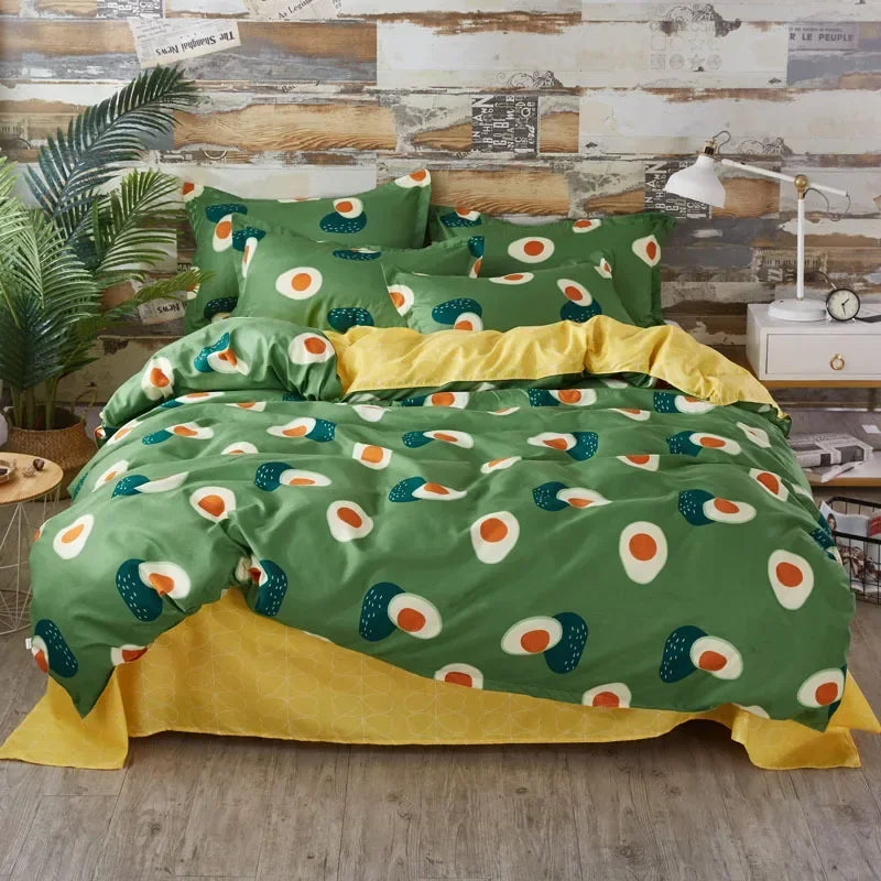 Cute Cartoon Print Duvet Cover 220x240 Lovely Pattern Adults Kids Quilt Cover AB Double-sided Comforter Covers No Pillow Cases
