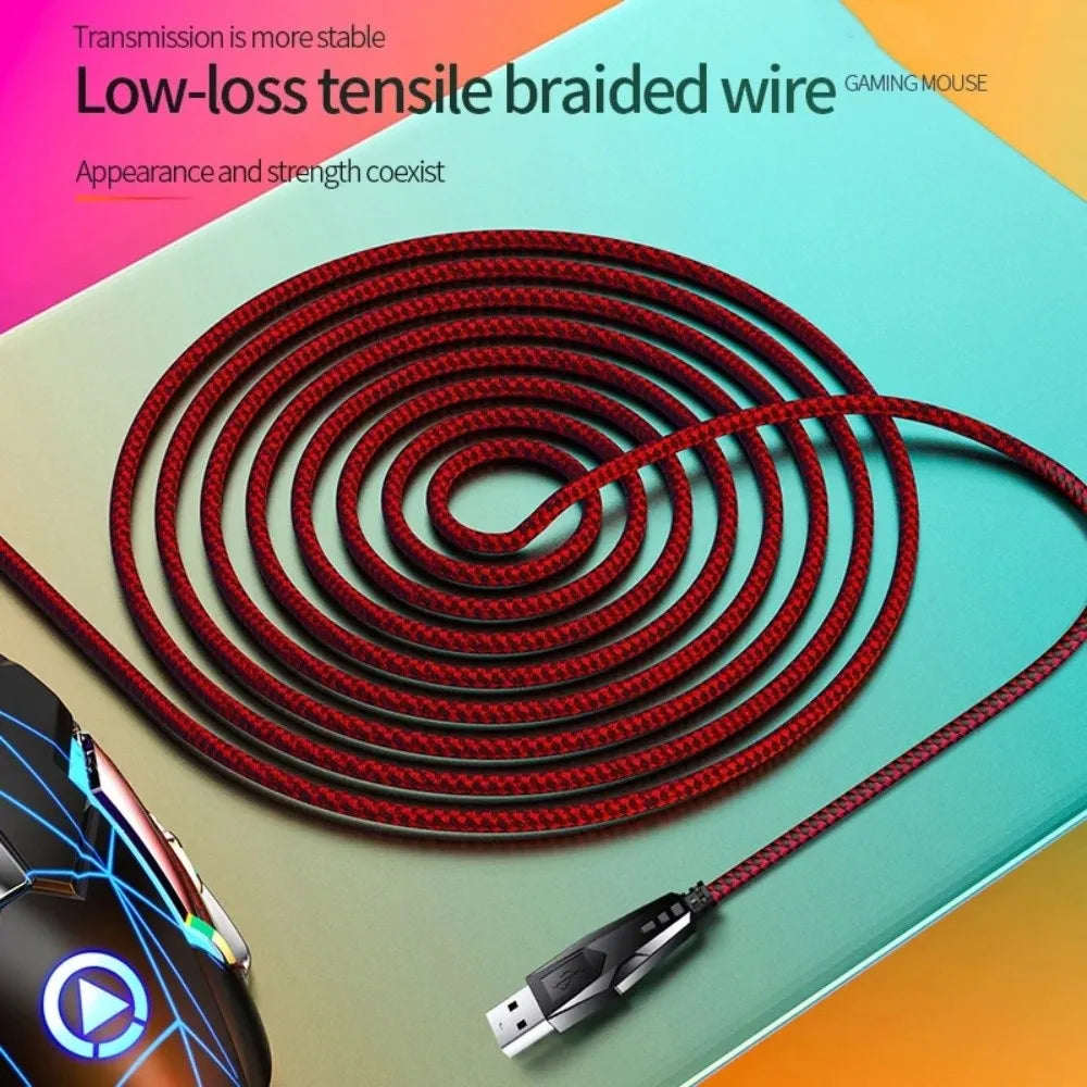 Rato Com Fio com Luzes Coloridas Rato USB Iluminado a 7 Cores Rato Mecânico com Som Rato Mecânico Acessórios de Computador