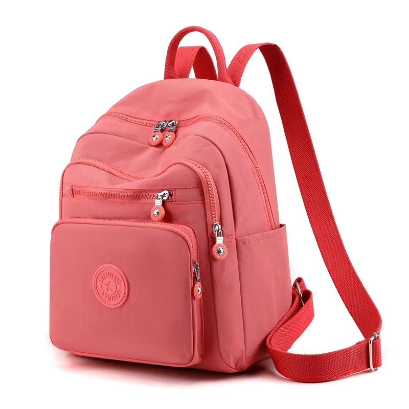 Mochila Feminina Pequena Mini Mochila para Adolescente Bolsas Escolares Casuais Nylon Impermeável Bolsa de Peito Feminina