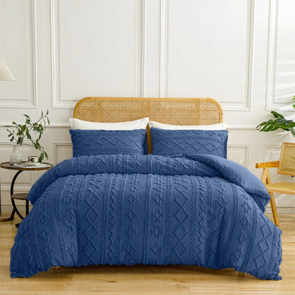 2/3pcs Tufted Beige Duvet Cover Full/Queen/King Size Boho Tufted Microfiber Bedding Set All Seasons for Home Wedding Decoration