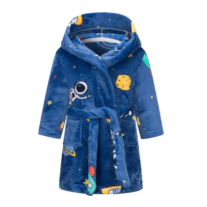 Winter Christmas Bath Robe For Girls Pajamas Animal Hooded Robes Children Dressing Gown Boys Sleepwear Kids Bathrobe 6 8 10 12Y