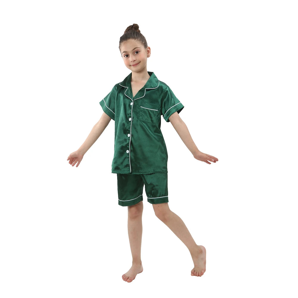 baby sleepwear kids pajamas set teenager loungewear children home clothing boys silk satin pijamas girls nightgowns for party