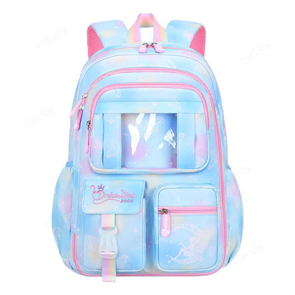 Mochilas Escolares para Meninas Criança Mochila de Ombro Cor Doce Bonito com Grande Capacidade de Abertura Lateral