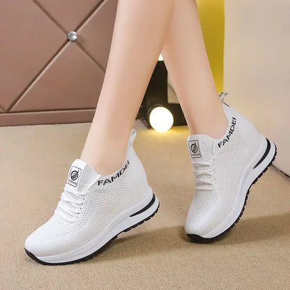 Sapatos Casuais de Primavera Outono 2026 para Mulher Sapatilhas de Plataforma em Malha Respirável da Moda Desporto Feminino Novas Sapatilhas de Designer Tenis De Mujer