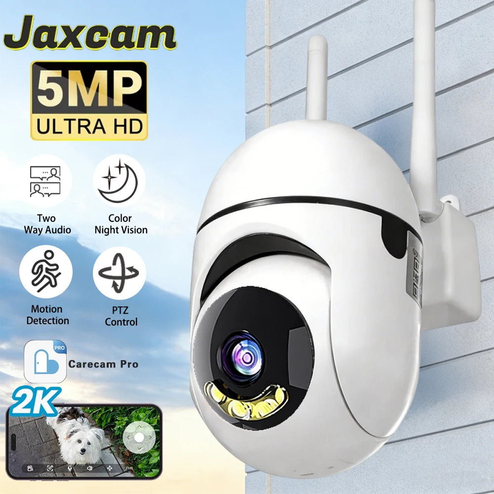 Carecam Pro 5MP  HD Camera 355° Surveillance Camera Night Vision Motion Detection Siren WiFi Remote Two-Way Audio Waterproo